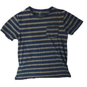 J.Crew Mens Slim T-Shirt Large Navy Gold Striped Pocket‎ Casual Classic Vibe